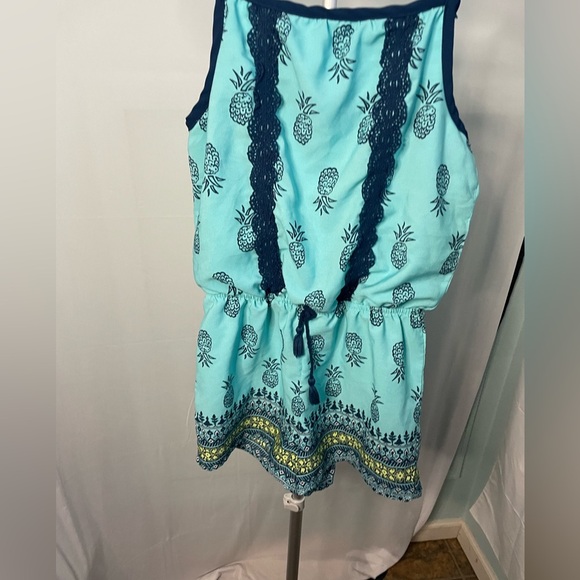 Girls My Michelle Romper‎ Teal pineapple size Large - Picture 2 of 11